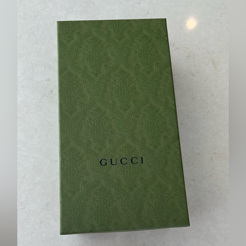 Gucci Empty Shoe Storage Box with Gucci Tissue Paper and Receipt Holder.